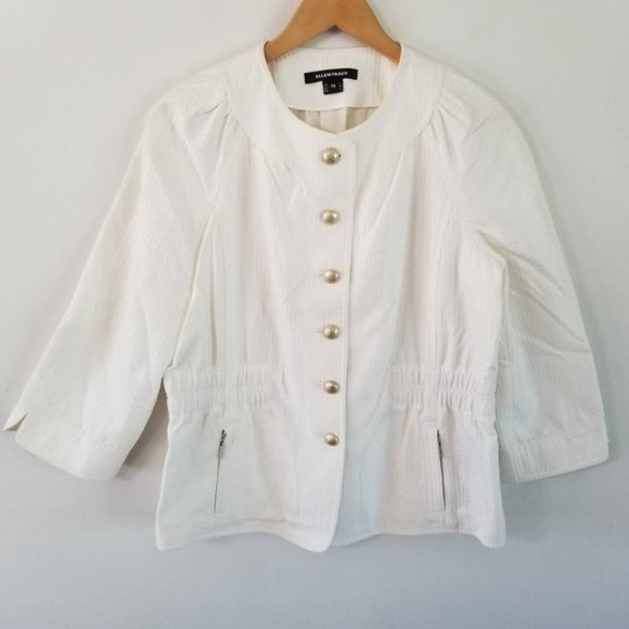 Ellen Tracy Jackets & Blazers - Ellen Tracy Textured Off White Button Blazer Women's 14